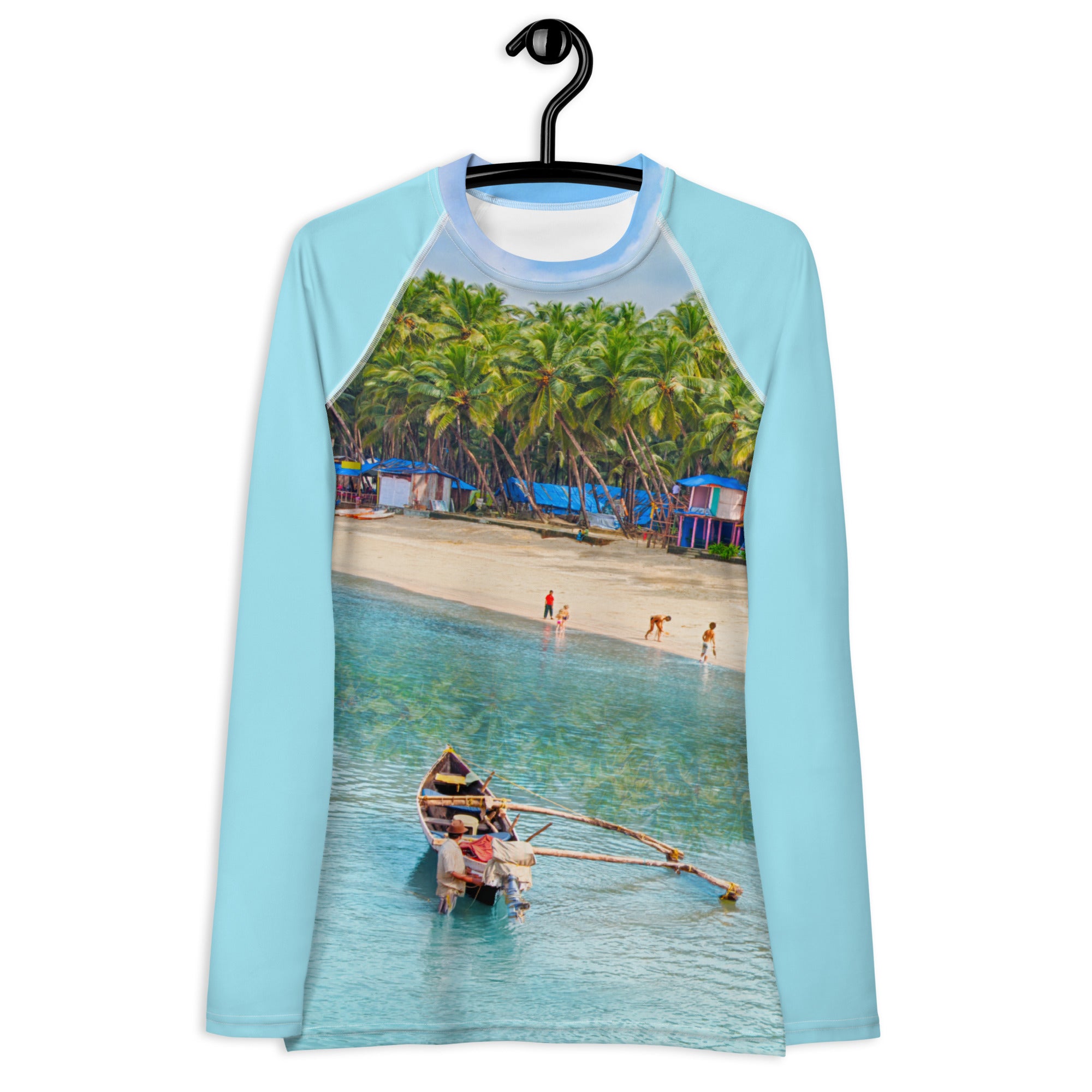Chill Activewear Top. Beachscape- Long Sleeved Rashguard Top. Women's Workout Wear WickedYo.